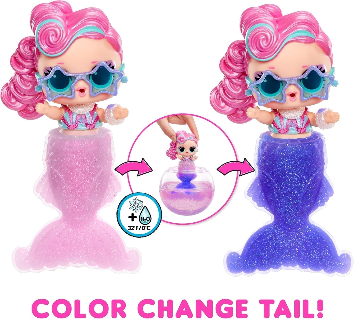 jajaja ¡Sorpresa! Mermaids Tots - Mini muñecas de moda con colas que cambian de color - Adecuadas para coleccionistas, niñas y niños de 4 años en adelante Naty Shop Dolls