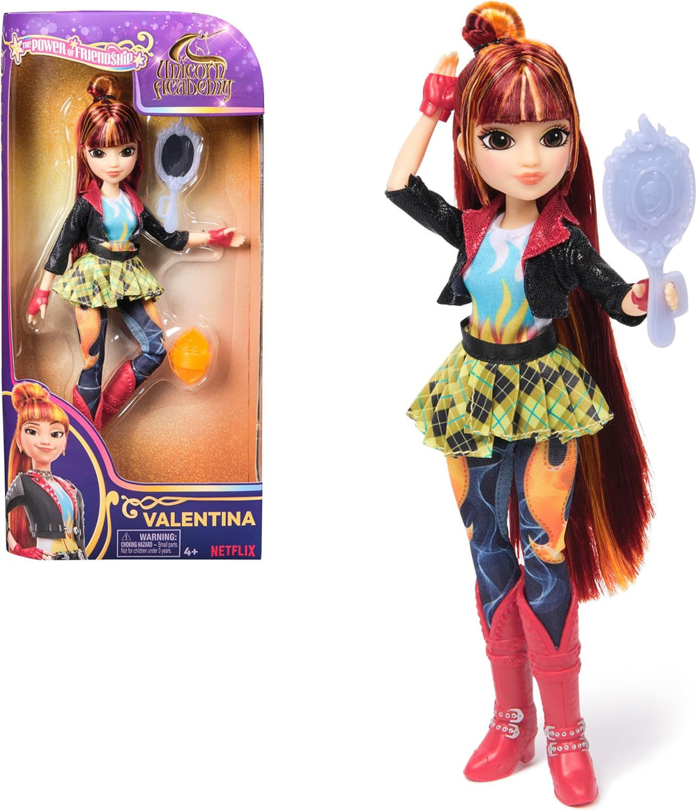 Unicorn Academy Ankleidepuppe Valentina - die Originalpuppe zur beliebten Netflix-Serie, 24 cm groß, mit echtem Haar, abnehmbarer Kleidung und Accessoires, für Kinder ab 4 Jahren