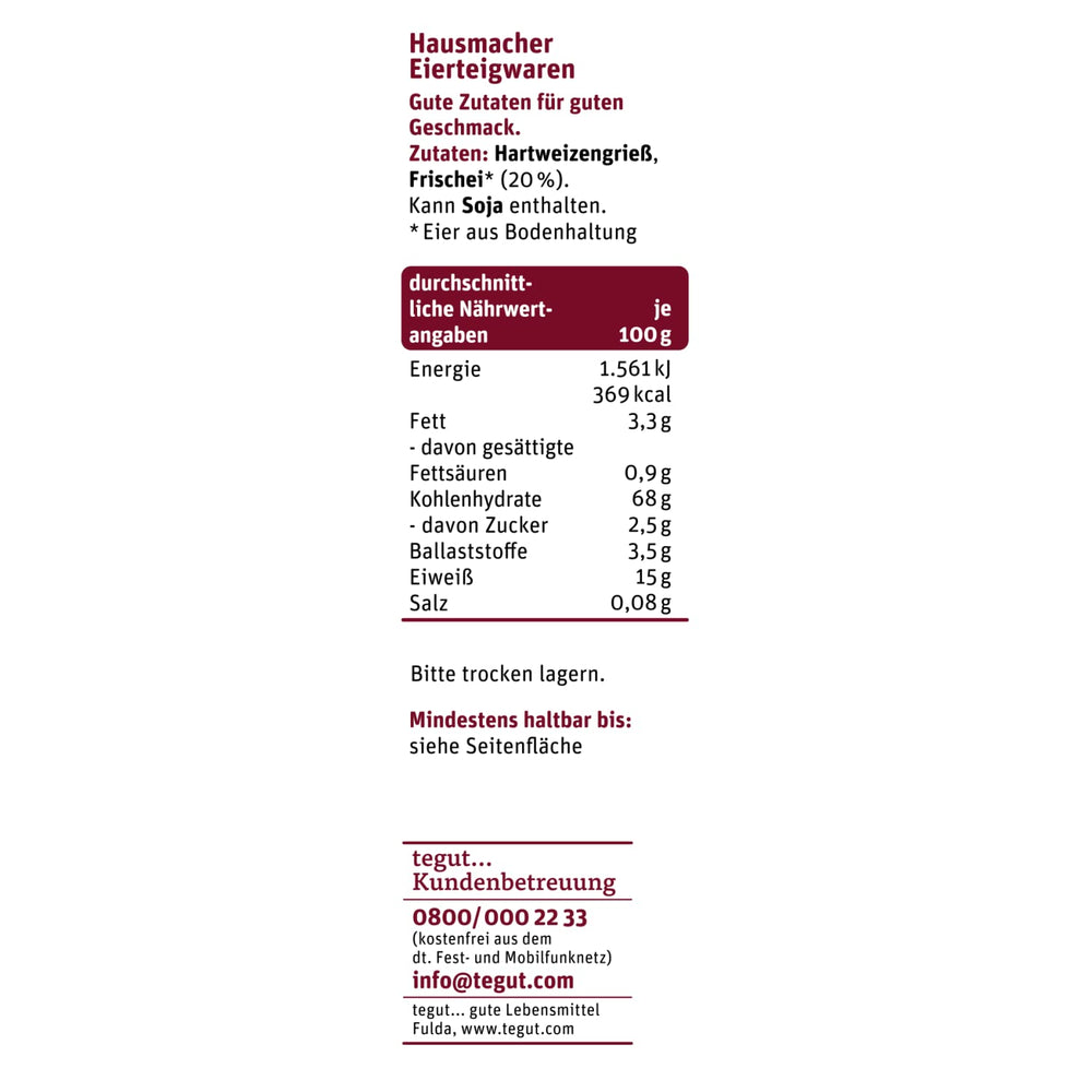 tegut... Fideos al huevo Waves - Fideos de cinta, 1 x 500 g