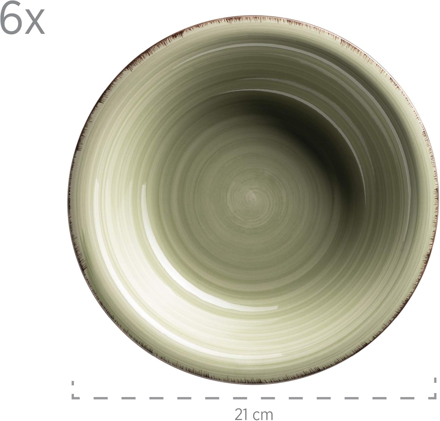 Set de veselă MÄSER pentru 6 persoane, aspect vintage modern, serviciu de masă cu 12 piese, pictat manual, verde, gresie, verde măsliniu (Bel Tempo II)