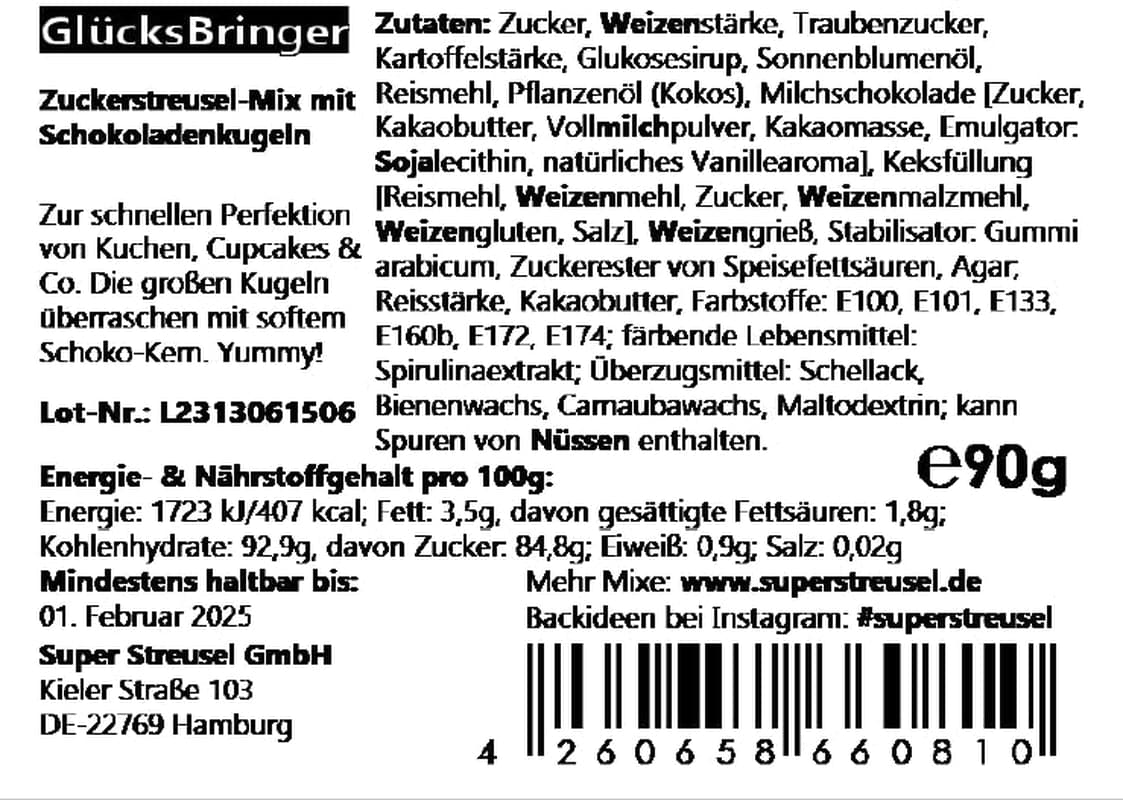 Super Streusel, Lucky Charms, Sprinkles de Azúcar Verde, 90 gramos Sprinkles Naty Shop