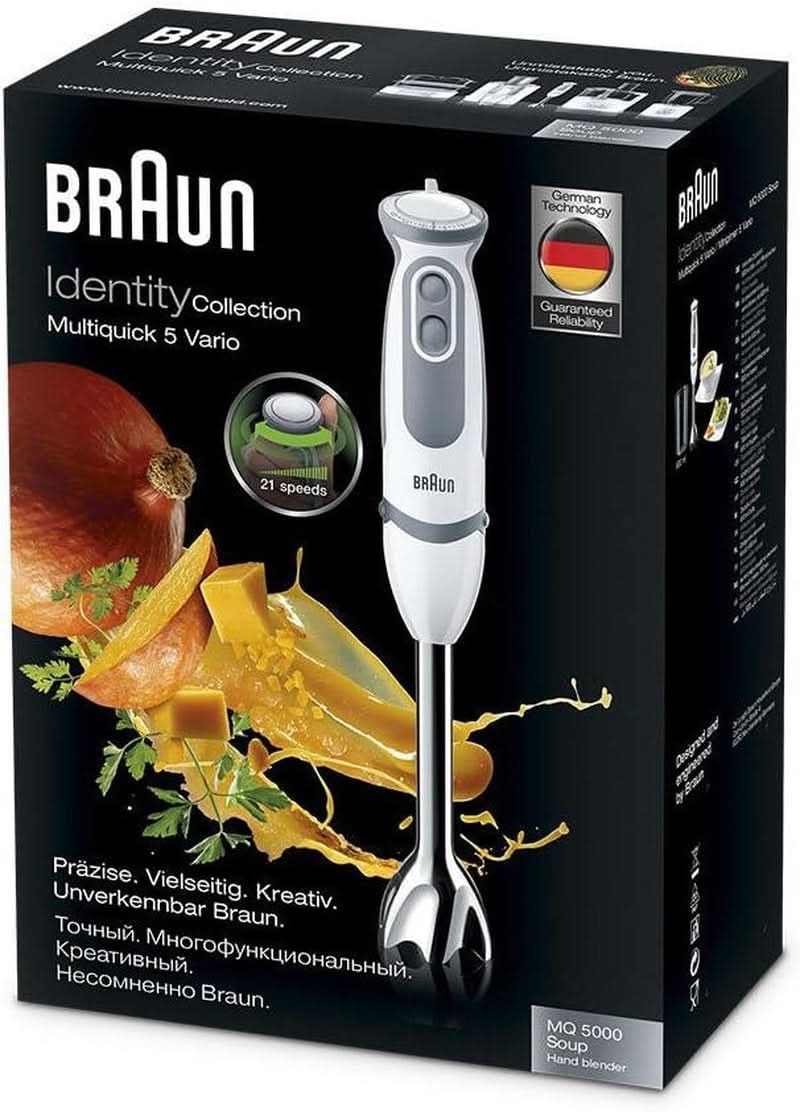 Batidora con base Braun Multiquick 5 Vario MQ 5000 | 750 vatios | Sistema Easyclick | Tecnología Powerbell | 21 Geschwindigkeitstufen | Tienda Mixen Und Pürieren Madre e Hijo Naty