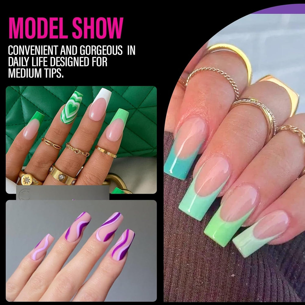 504 bucăți Tipuri de unghii Gel Ballerina Medium: Tipuri de unghii pentru unghii cu gel Unghii false din PMMA Extensii de unghii, unghii artificiale, 12 mărimi