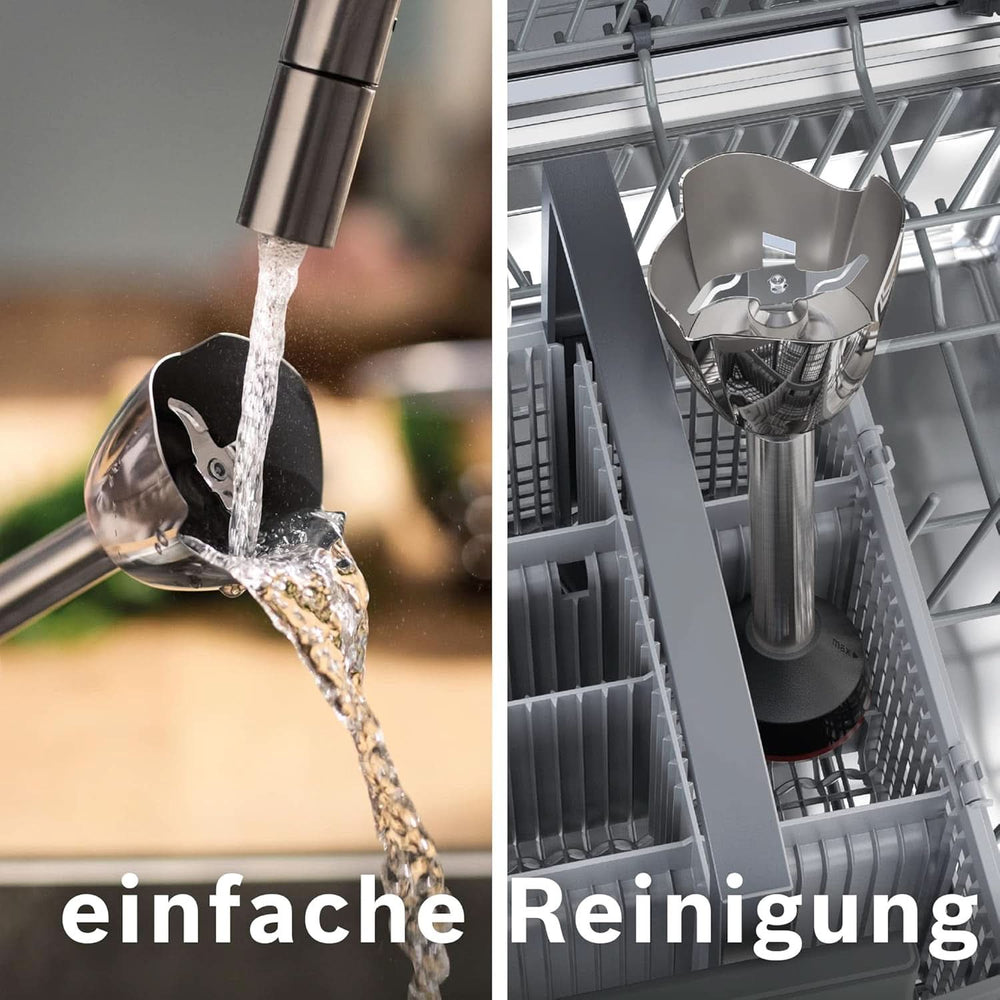 Bosch Stabmixer Ergomaster Serie 6 MSM6M673, 10 Jahre Motorgarantie, Edelstahl-Klingen, Verschleißfreie Keramik-Kupplung, Luftkühlung, Zerkleinerer, Kartoffelstampfer, Schneebesen, 1000 W Cocina Naty Shop