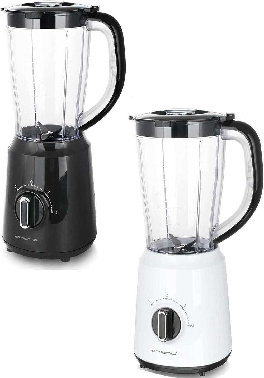 Emerio Batidora con base BPA Frei Crush Ice Función 1,5 L Behälter 2 Geschwindigkeiten + Pulse Funktion Messereinheit Aus Edelstahl Sicherheitsschalter Geschirrspülgeeignet 500 Watt BL-12816.8 Schwarz Bucatarie Naty Shop