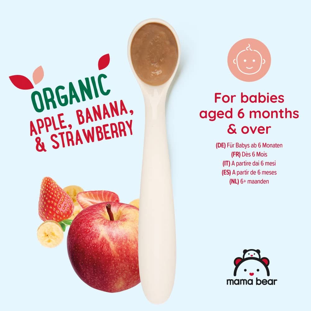 Mama Bear, piure organic diferite fructe, set 6 x 90 grame Mama si Copilul Naty Shop