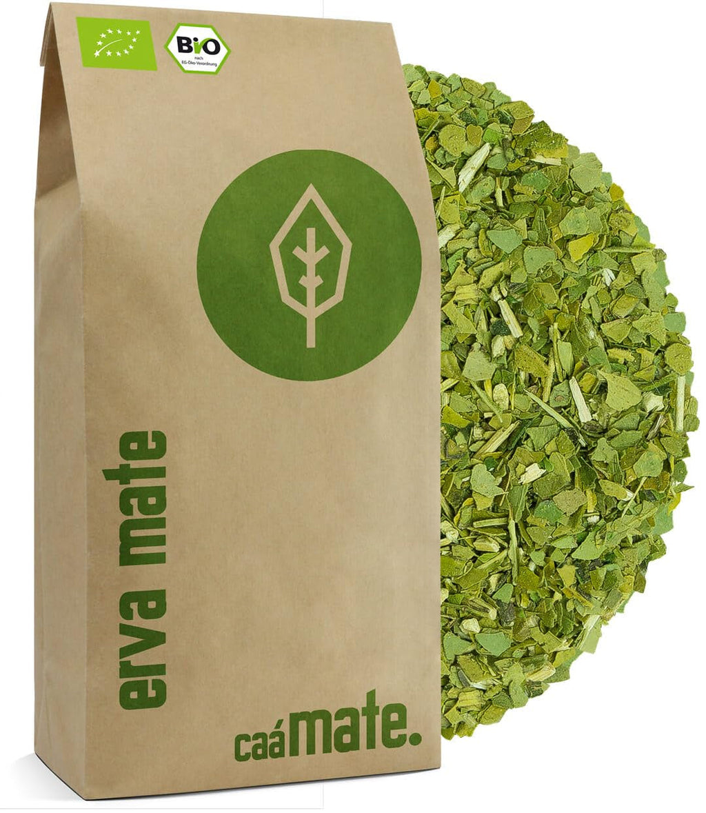Ceai Mate BIO 1KG ● Proaspăt și verde ● Yerba Mate original ● Uscat la aer ● Fără fum ● Fără plastic ● Echitabil ● Ceai Mate din frunze de Mate, ramuri de Mate și pudră de frunze de Mate ● DE-ÖKO-006