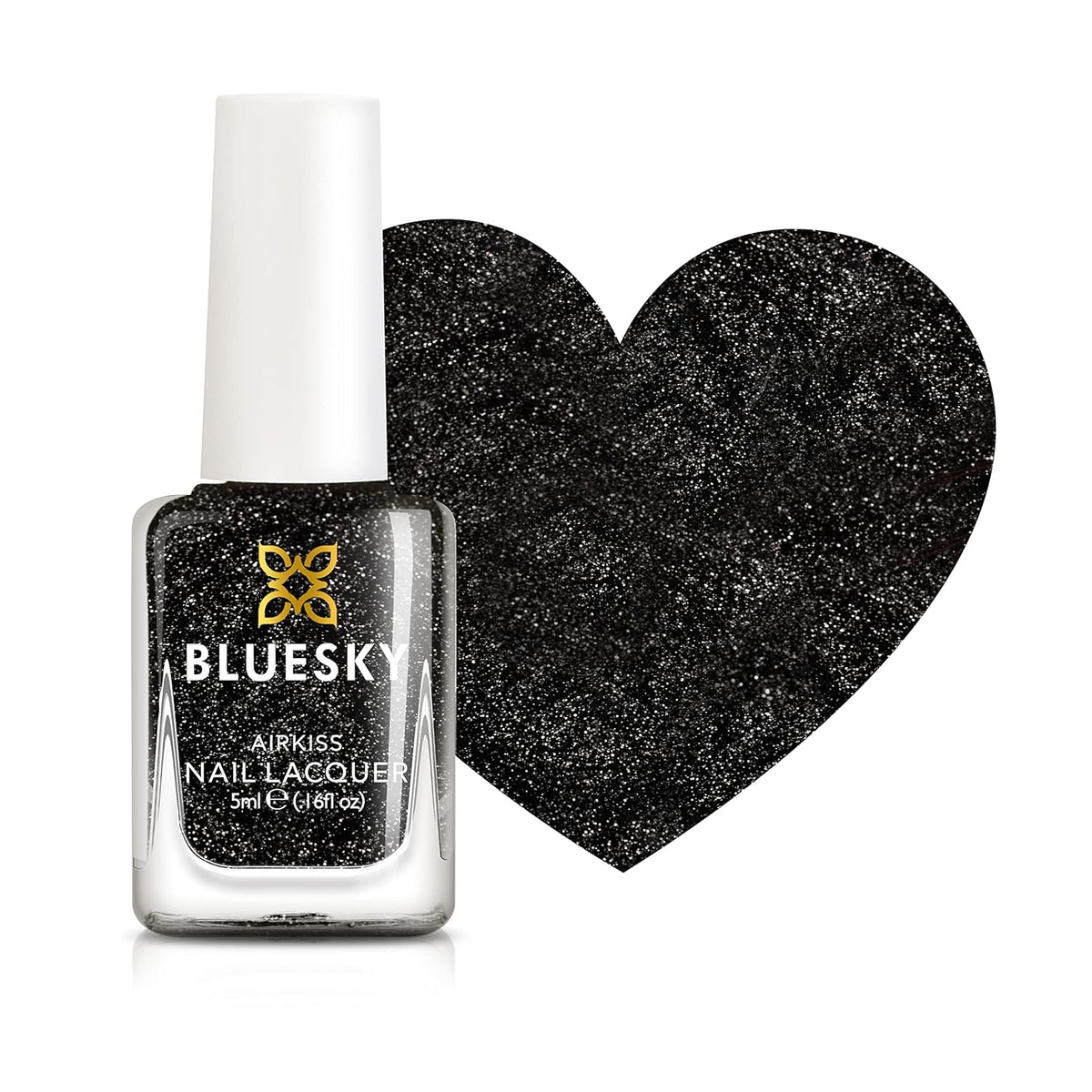Esmalte de uñas para niños Bluesky - Rockstar, purpurina negra, fácil de quitar, no tóxico, a base de agua, inodoro - Esmalte de uñas gratuito para niños, 5 ml, paquete de 1