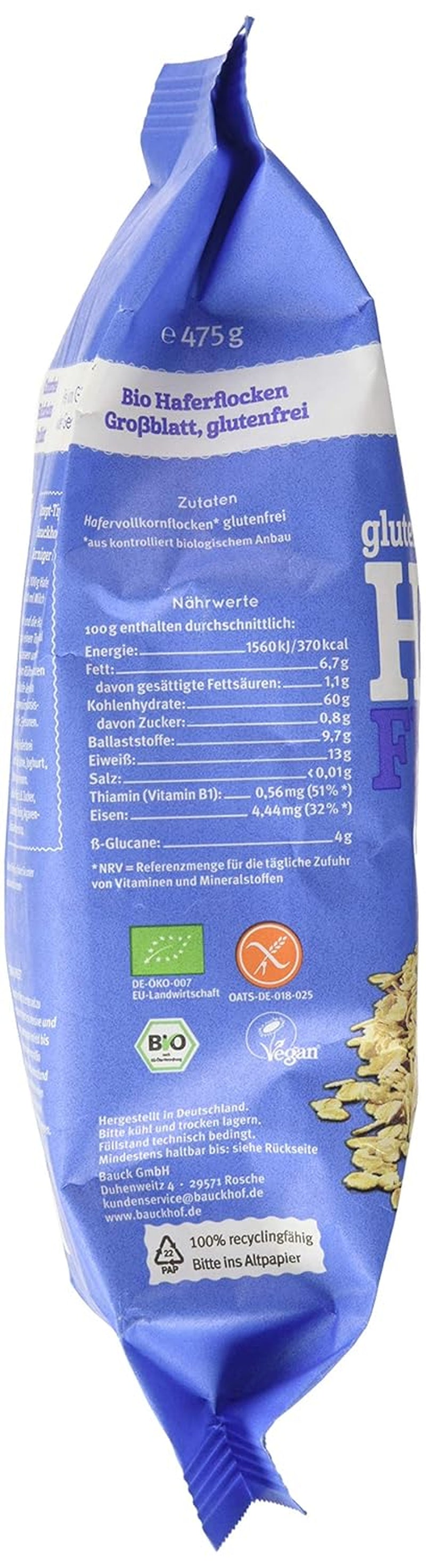 Copos de avena orgánicos hof, 475 g
