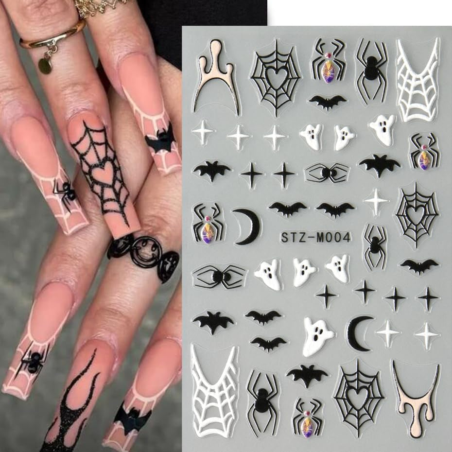 JMEOWIO Nagelsticker Halloween 6 Blatt Nail Art Sticker Selbstklebend Nagelaufkleber Dekoration Nageldesign Zubehör