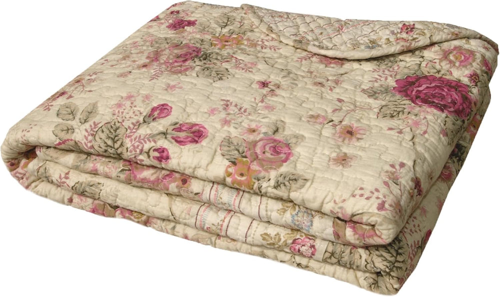 Greenland Home Antique Rose - estampado floral clásico y tradicional - 100% algodón, manta acolchada, 127 X 152,4 cm, crudo Camas y mantas Greenland Home Fashions Natura