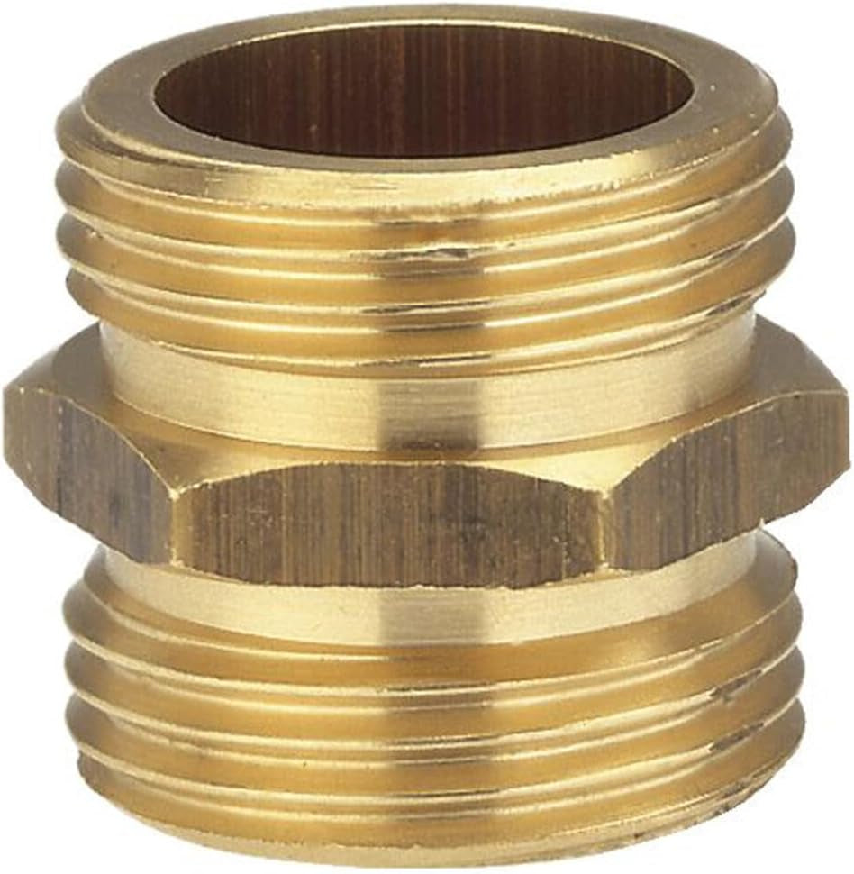 Niplu filetat din alamă Gardena: Conector din alamă pentru conectarea pe ambele părți, de exemplu la pompe, filet de țeavă 26,5 mm (G 3/4 inch) (7260-20)