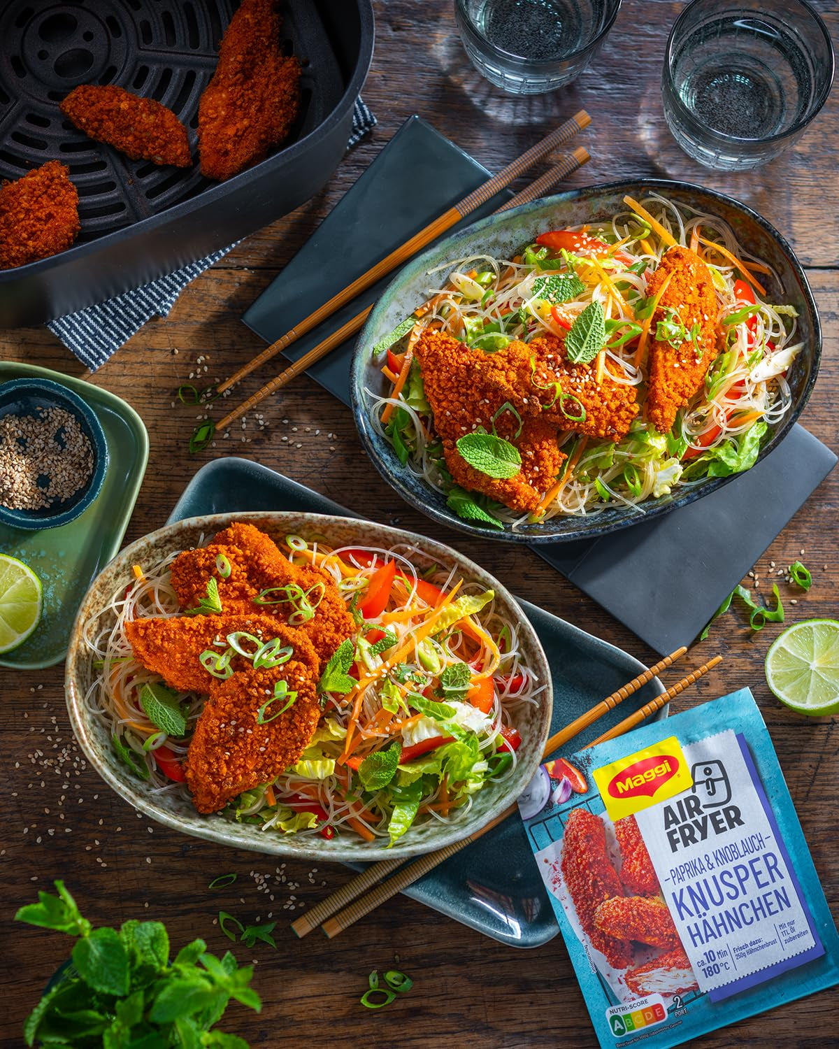 MAGGI Airfryer Knusper Hähnchen - Paprika und Knoblauch, paquete 1 (1 x 39 g)