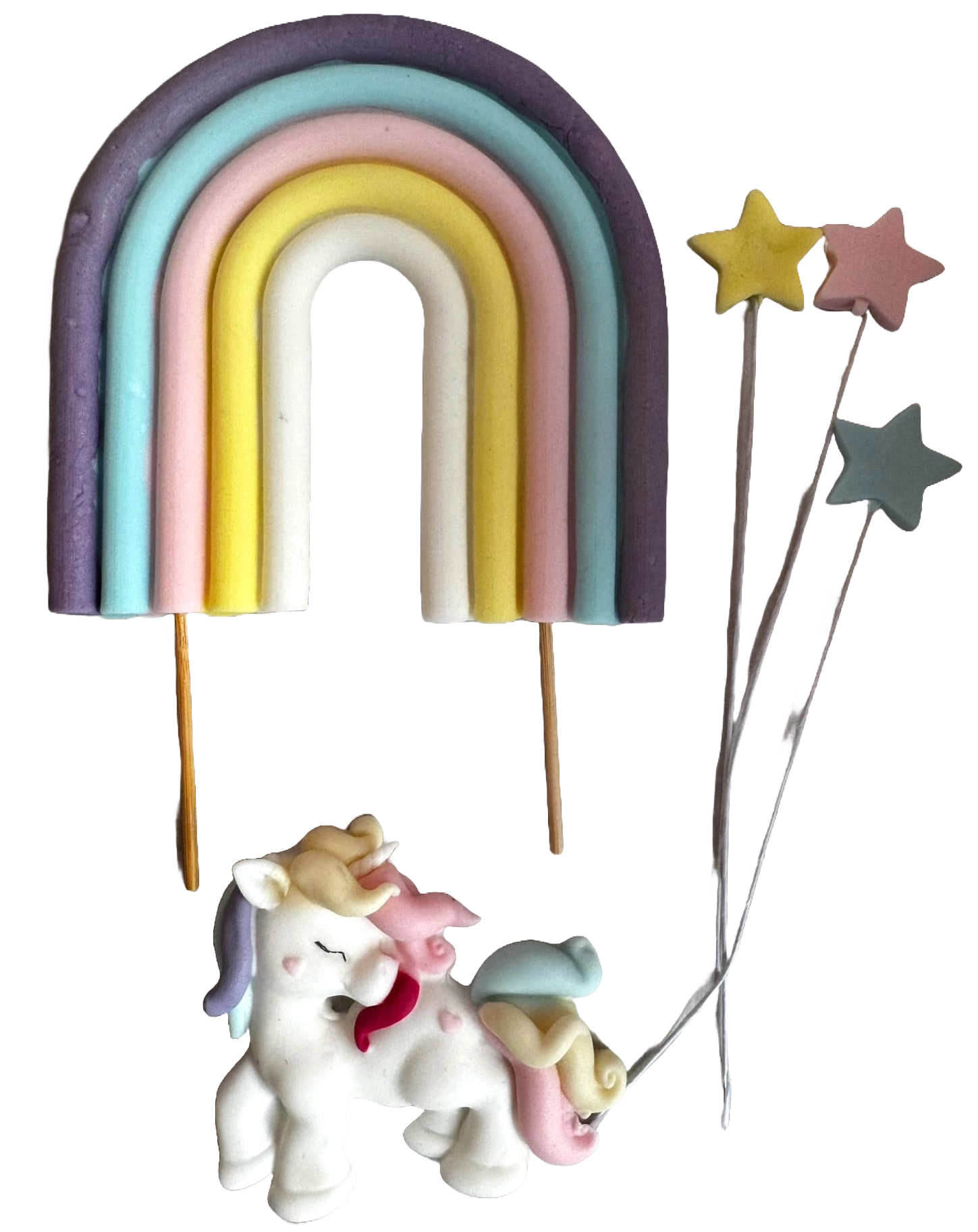 Set 5 decoratiuni comestibile din pasta de zahar, Unicorn Decoratiuni din Pasta de Zahar Nati Shop