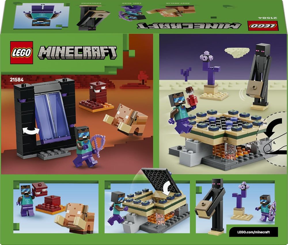 LEGO Minecraft Reise durch Nether and Endportal - Kinder Spielzeug mit Helden, Enderman and Baby Hoglin Figuren - Set mit Minecraft Figur - Gamer Geschenk für Jungen and Mädchen ab 7 Jahren - 21584