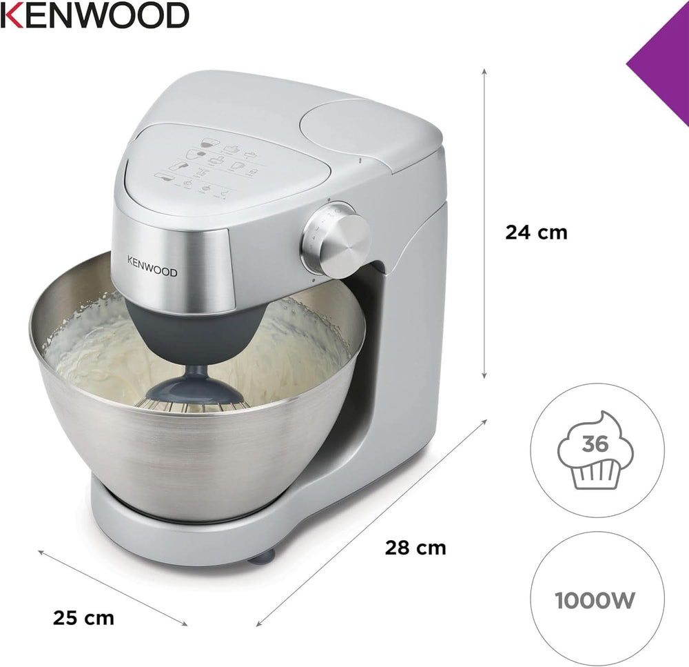 Kenwood Prospero+ KHC29A.R0SI Máquina de cocina, 4,3 L Edelstahlschüssel, Inkl. 10-Teiligem Zubehör-Set Mit Fleischwolf, Glas-Mixer, Zitruspresse, Entsafter Und Mehr, Inkl. Easyweigh Waage, 1000W, Plata Madre e Hijo Naty Shop