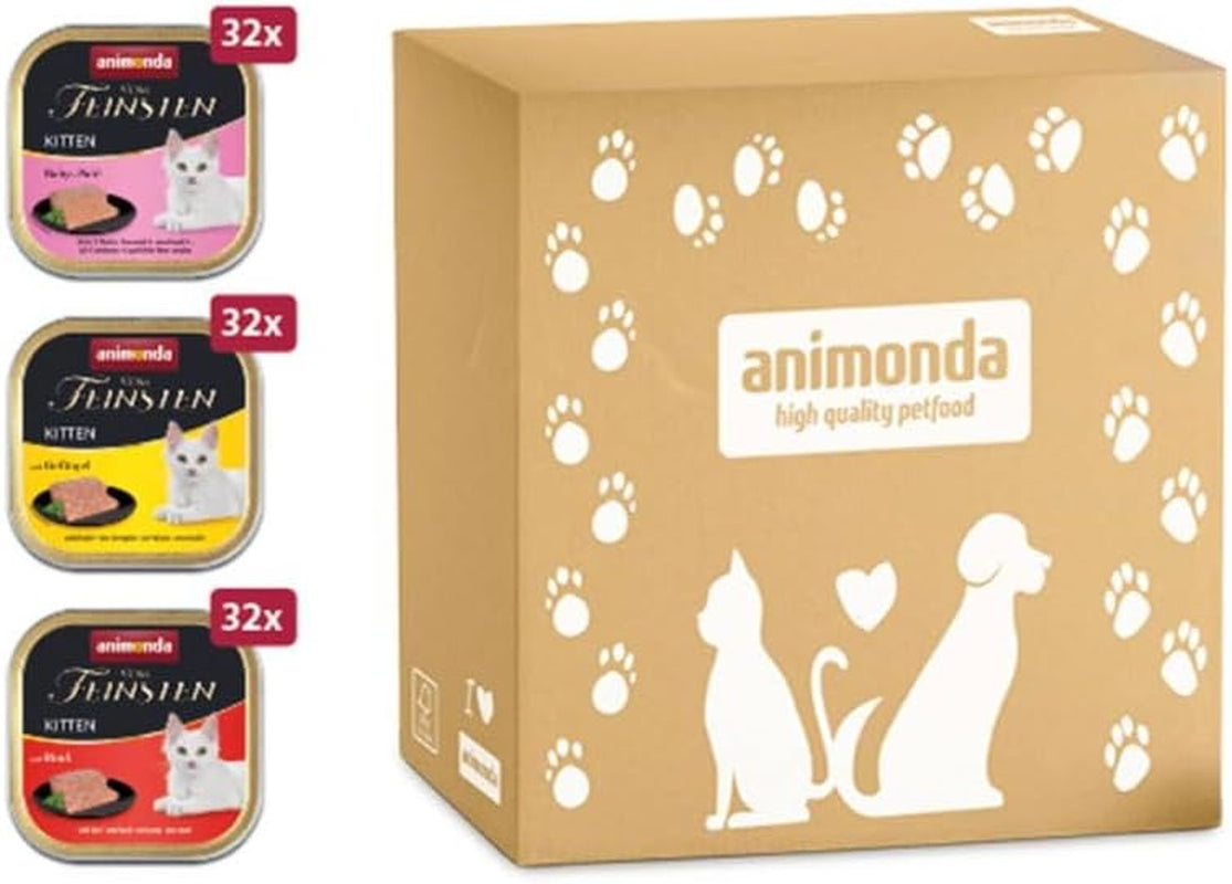 Animonda Vom Feinsten Kitten Variety For Kittens (32 X 100G), hrană umedă pentru pisici tinere, hrană pentru pisici fără cereale și zahăr, cu 100% ingrediente din carne proaspătă