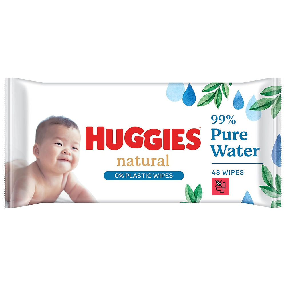 Toallitas húmedas naturales biodegradables Huggies para bebés sensibles, 8 x 48 toallitas, paquete a granel