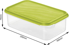 Rotho Rondo borcan pentru păstrarea alimentelor 1.5l cu capac, plastic (PP) fără BPA, transparent/verde, 1.5l (24.0 x 16.0 x 7.5 cm) Cutii depozitare alimente Naty Shop