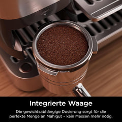 Aparat de cafea Ninja Luxe Pro 3 în 1 cu râșniță și spumator pentru latte, cappuccino, Cold Brew și espresso, ușor de utilizat, 5 presetări pentru spumator, argintiu, ES701EU