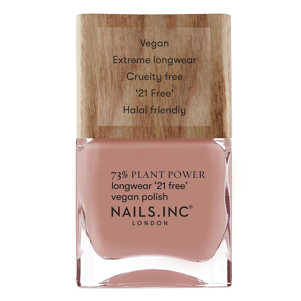 Nails Inc - Esmalte de uñas vegano GLOWING SOMEWHERE Plant Power - 73% a base de plantas, 100% vegano y libre de crueldad - Manicura perfecta, perla brillante - Para decoración de uñas ecológica