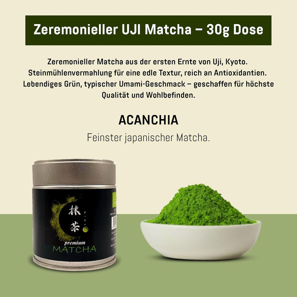 Ceremonial Grade UJI - Cutie de 30 g - Bio - 100% Matcha japonez - Prima recoltă - Matcha pur - Măcinat
