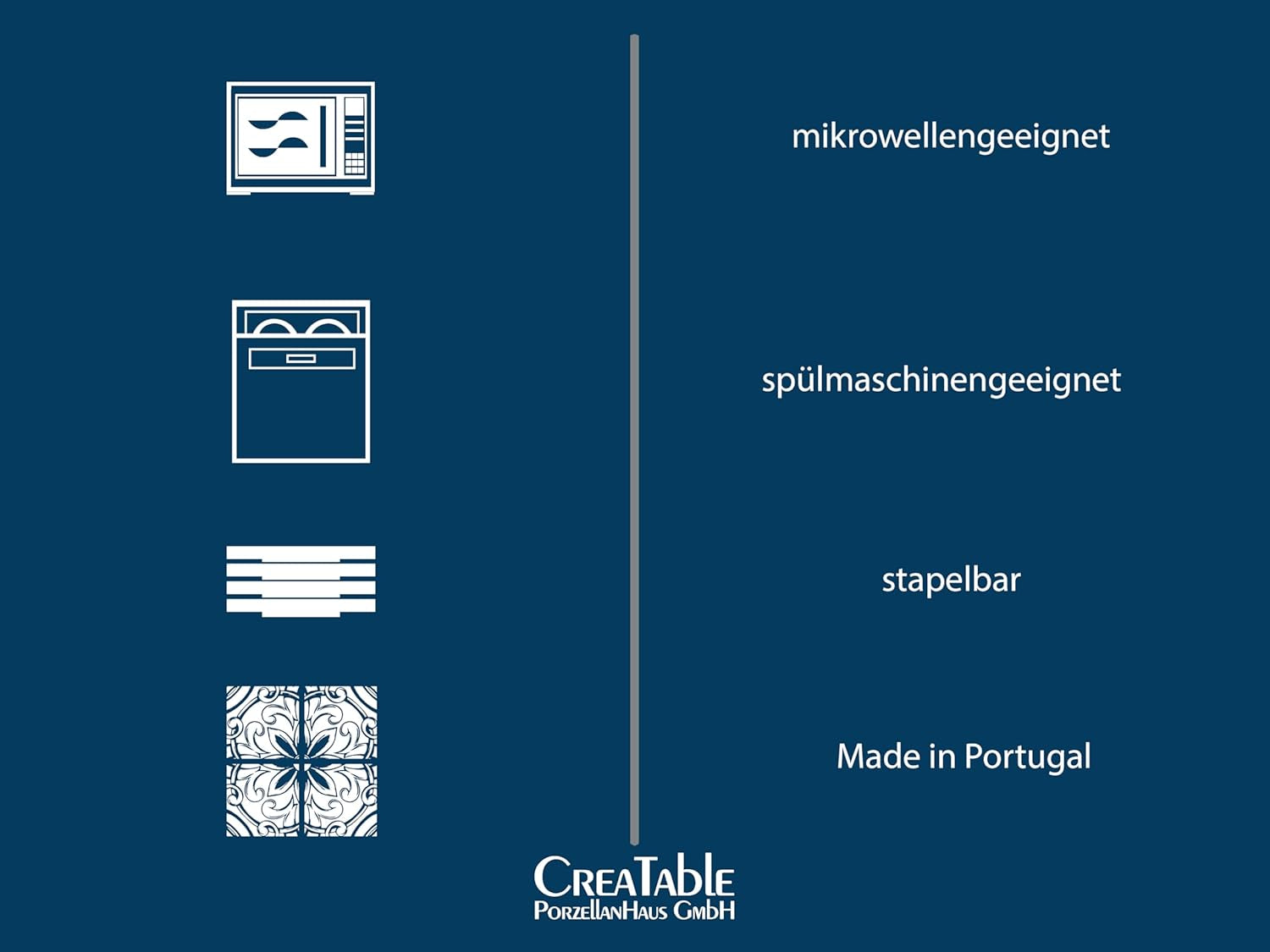 CreaTable, 13139, seria Catania, set de veselă cu 12 piese, set de farfurii din gresie, potrivit pentru mașina de spălat vase și cuptorul cu microunde, fabricat în Portugalia