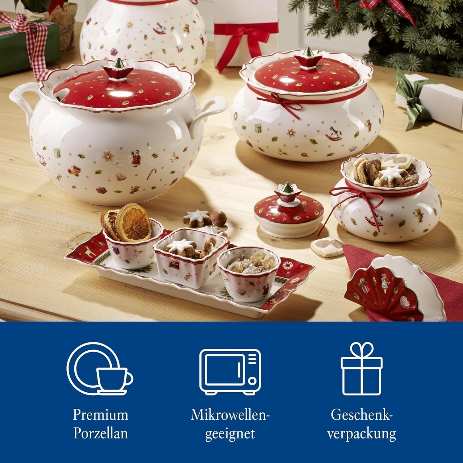 Villeroy & Boch – Toy'S Delight Dip Set 4 Teilig, Servierplatte Mit Schälchen, Dipschälchen Set, Weihnachten, Tischdekoration Toys, Serviertablett, Schalen, Weihnachtsdeko Innen, Premium Porzellan Seturi vesela masa Naty Shop