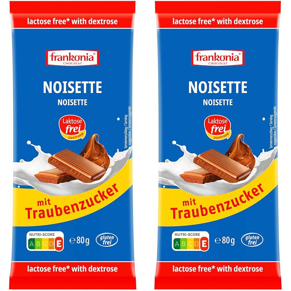 Frankonia Noisette con chocolate y dextrosa, sin lactosa y sin gluten, 80 gramos