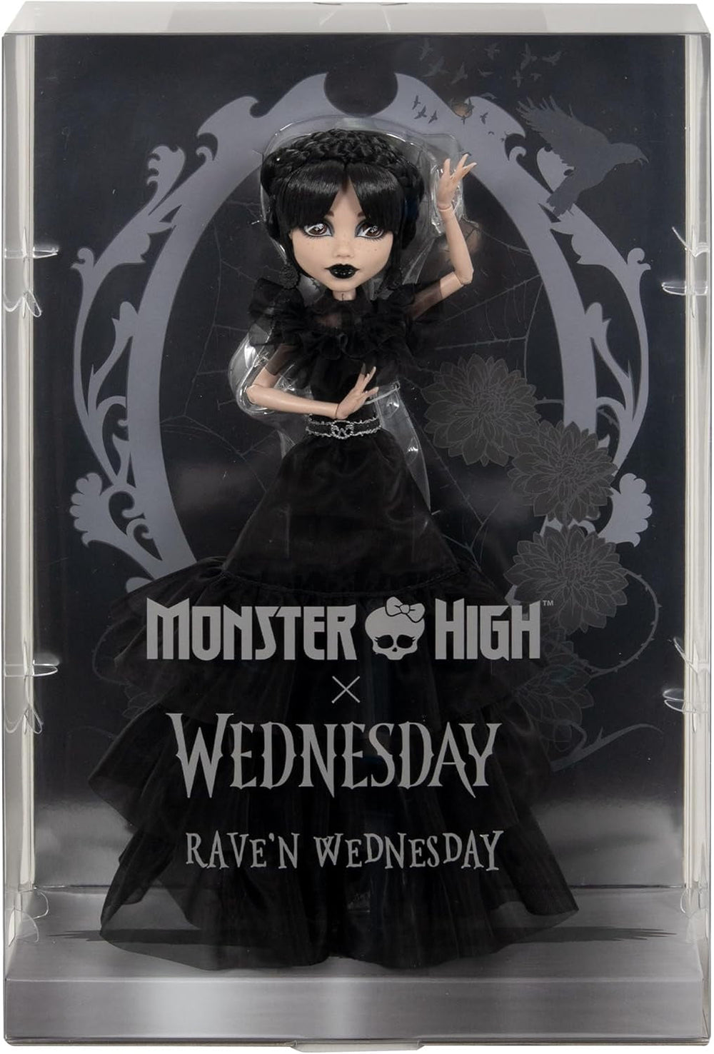 Muñeca Monster High Wednesday, figura coleccionable Rave'N Wednesday con vestido negro inspirado en el escenario de baile gótico, accesorios premium y soporte para muñecas, HXJ03 Naty Shop Dolls