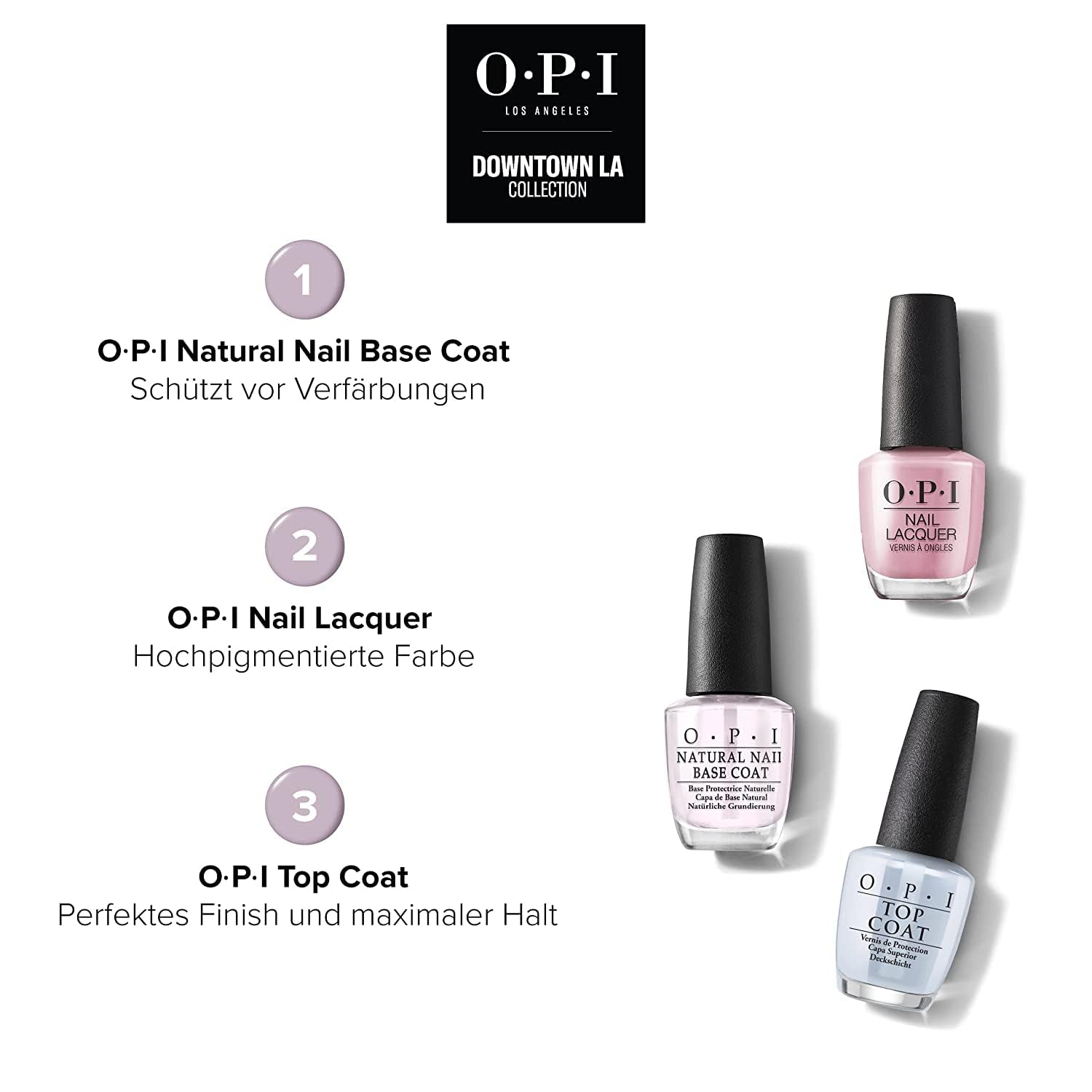 Colección OPI Downtown LA - Laca de uñas (rosa sobre lienzo - Hasta 7 días de uso - esmalte de uñas de larga duración con un cepillo ProWide extra ancho para uñas perfectas