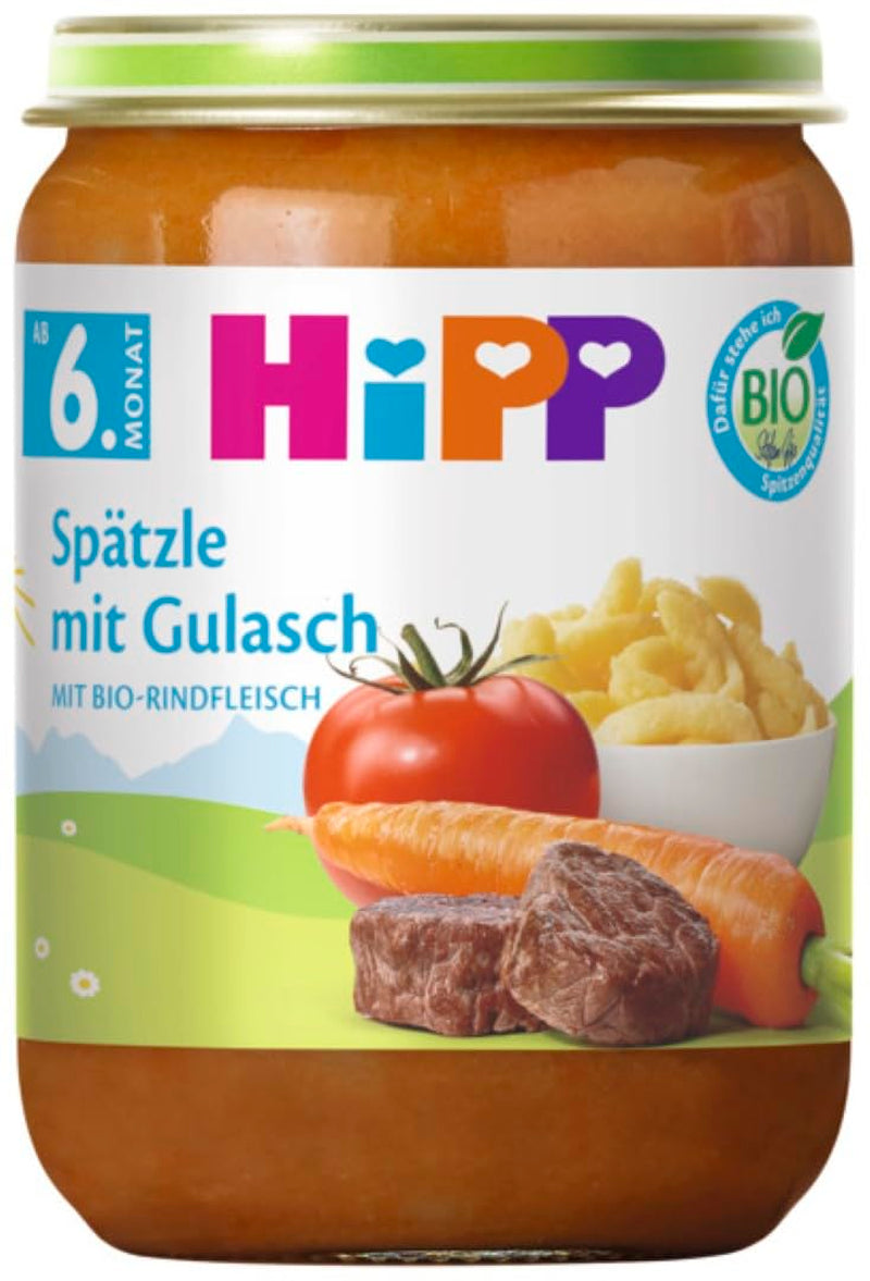 Hipp Menús Ecológicos a partir de 6 meses, spaetzle de pasta con gulash, 220G, paquete de 6 (6X220G) Madre e Hijo Naty Shop Default Title