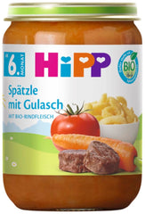 Hipp Menús Ecológicos a partir de 6 meses, spaetzle de pasta con gulash, 220G, paquete de 6 (6X220G) Madre e Hijo Naty Shop Default Title