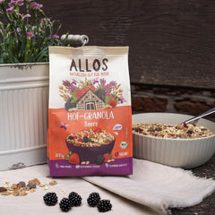 Granola Allos Hof con frutos rojos | Muesli orgánico | Muesli con frutos rojos | Muesli crujiente | Cereales para el desayuno | Paquete de 6 (6 x 300 g), 1 pieza (paquete de 6)