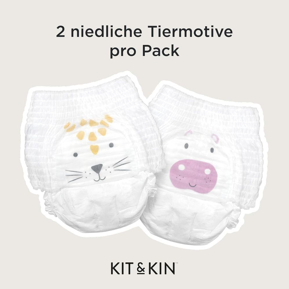 Kit & Kin Pañales ecológicos premium, talla 4 (9-16 kg), 132 pañales, a base de plantas e hipoalergénicos, protección confiable contra fugas, vegano y libre de crueldad