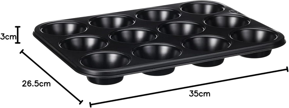 Wenco Muffinform 12Er Antihaft Backblech, Spülmaschinengeeignet, Karbonstahl – Muffinblech Für 12 Muffin – Hitzebeständig Bis 220°C, Schwarz Moldes y bandejas para hornear Naty Shop