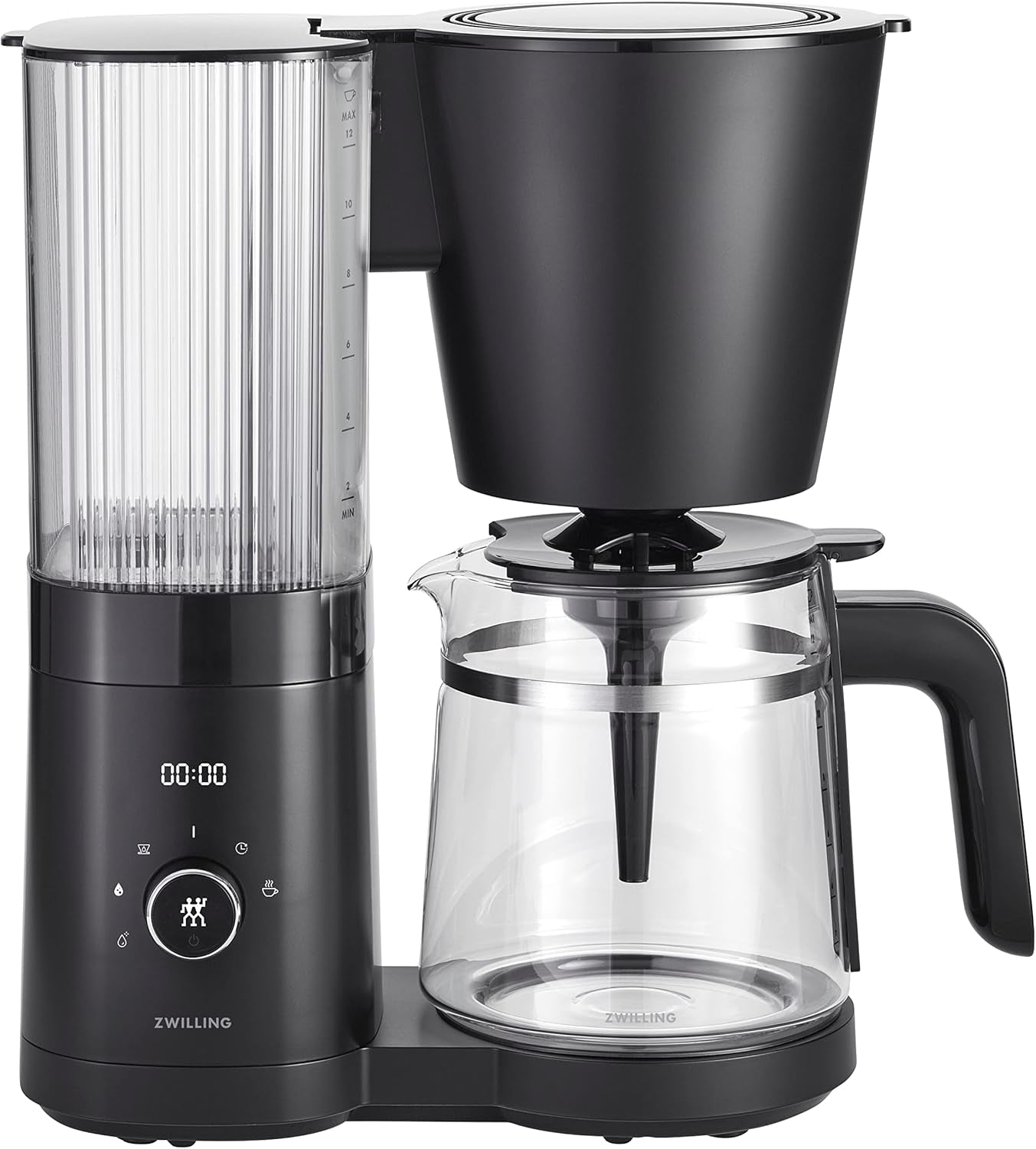ZWILLING ENFINIGY Espressor cu filtru cu carafă din sticlă de 1,5 l, espressor cu boiler din oțel inoxidabil, funcție Blooming și detartrare inteligentă, plastic, argintiu