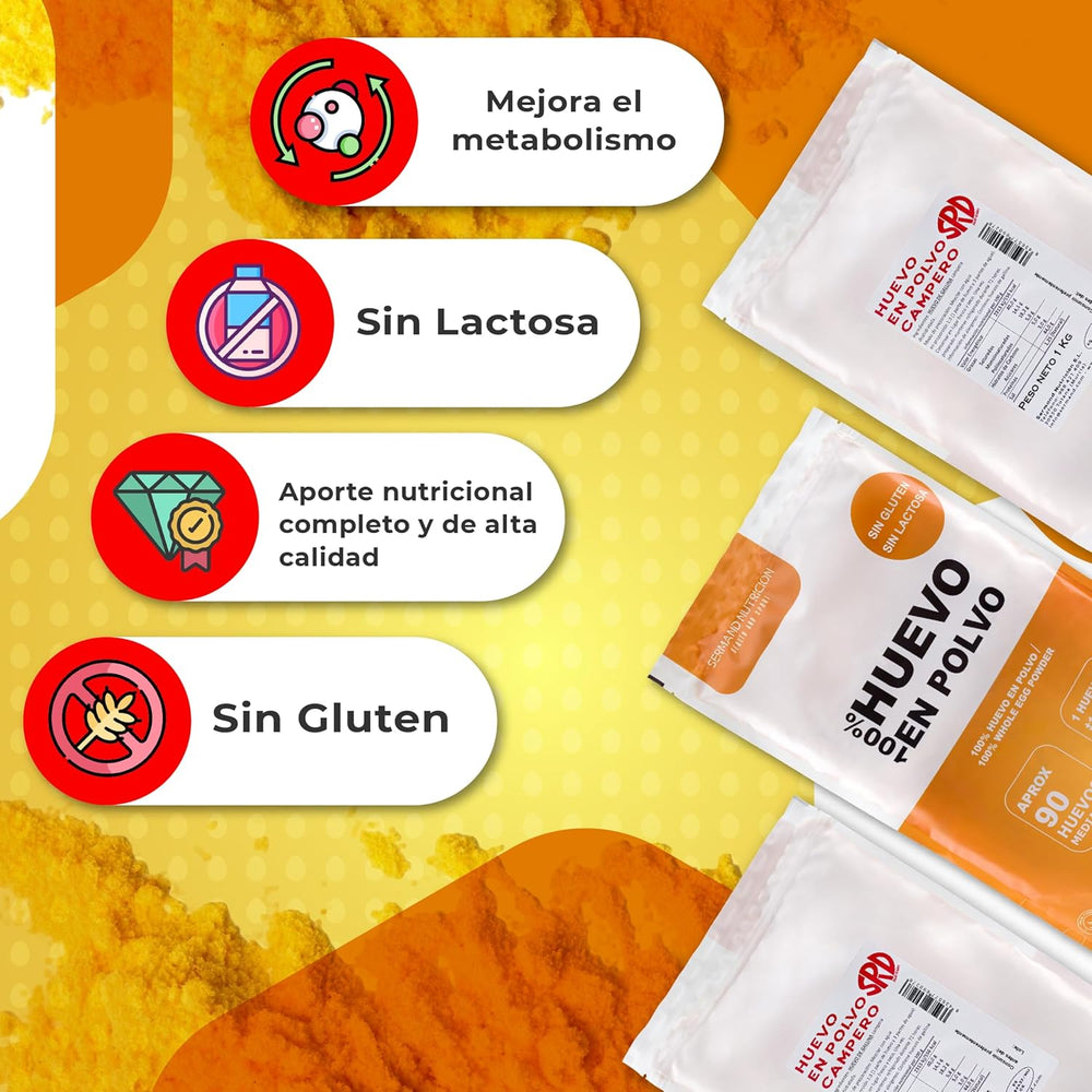 Eipulver aus Freilandeiern (1kg) | Pasteurisiertes Vollei Pulver | Ohne Zusatztoffe | Sin gluten y sin lactosa | Embalaje de vacío en Zip-Beutel