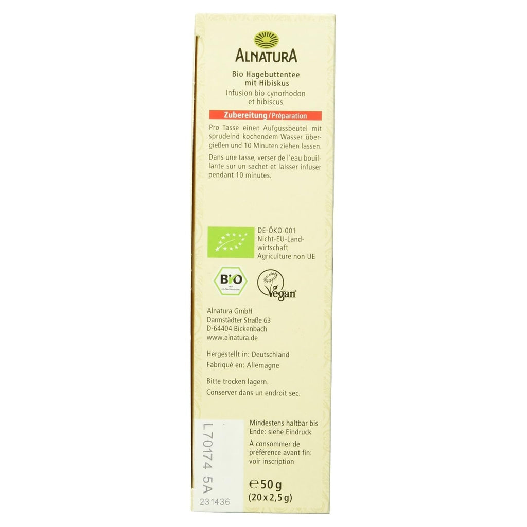 Ceai organic de măceșe cu hibiscus, 20 pliculețe, 50 g