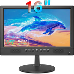 Televizor digital Freeview de 16 inci, tuner DVB-T2, intrare AV, HDMI/VGA, port USB, alimentare de la mașină (12 volți) sau de la rețea, telecomandă