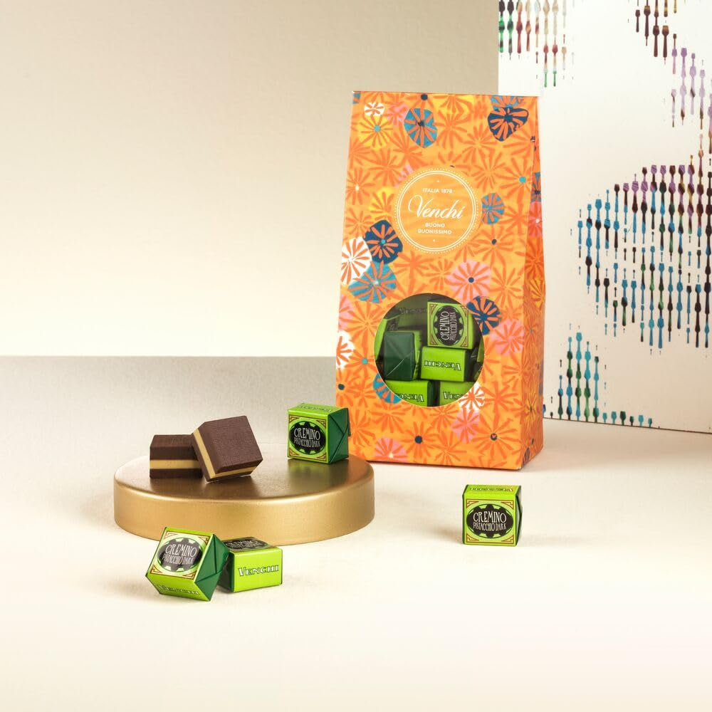 Venchi - Caja de regalo Murrine con bombones cremino de pistacho, chocolate blanco, 305 g, sin gluten, sin colorantes artificiales, sin conservantes - Idea de regalo perfecta