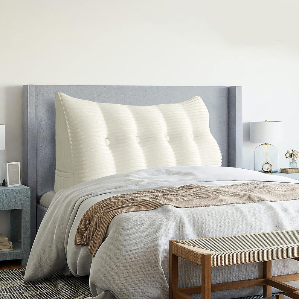 Pernă Johnear cu pană, pernă de citit pentru pat și canapea, pernă pentru spătar, pernă pentru tăblie, pernă lombară triunghiulară mare (gri, 45 cm)