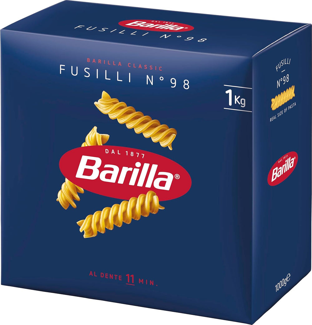 Pasta Barilla Clásico Fusilli núm. 98, de trigo duro de alta calidad, siempre al dente, 1 kg
