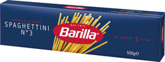 Pasta Barilla Spaghettini Clásicos núm. 3 trigos duros de alta calidad, siempre al dente (1 x 500 g)