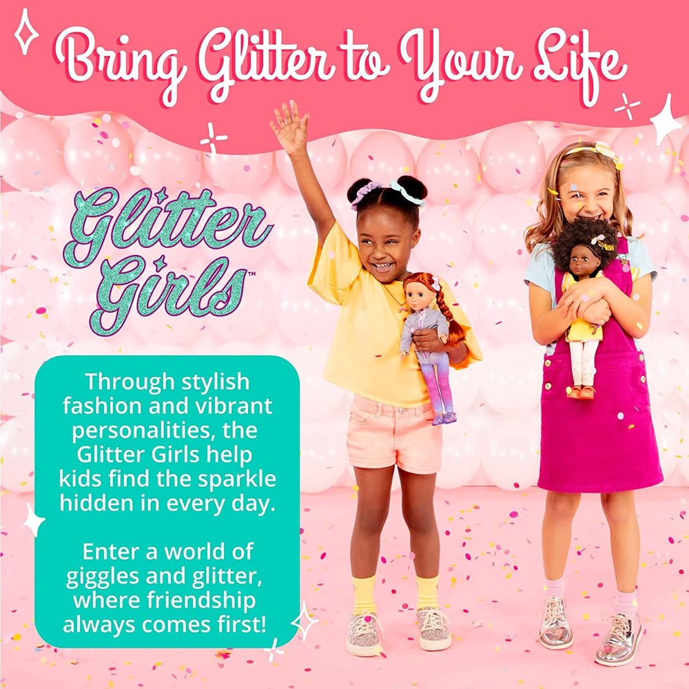 Glitter Girls - GG Surprise Birthday Party Set & Sashka - Bewegliche 36cm Puppe Sashka - Überraschungs-Geburtstagsparty-Set - Tisch & Stühle Möbel - 3 Jahre +