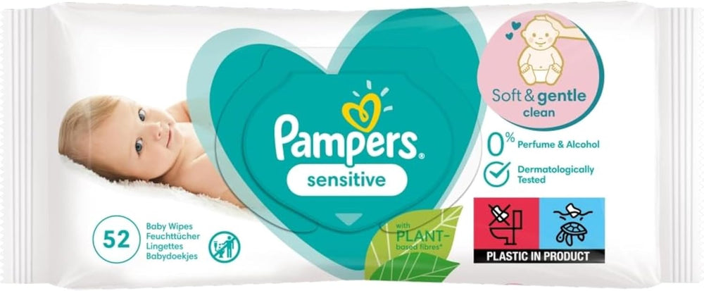 Pampers Toallitas para bebé sensibles, paquete de 15 de 80 toallitas, 1200 toallitas para bebé, limpieza suave y protección de la piel 2 en 1