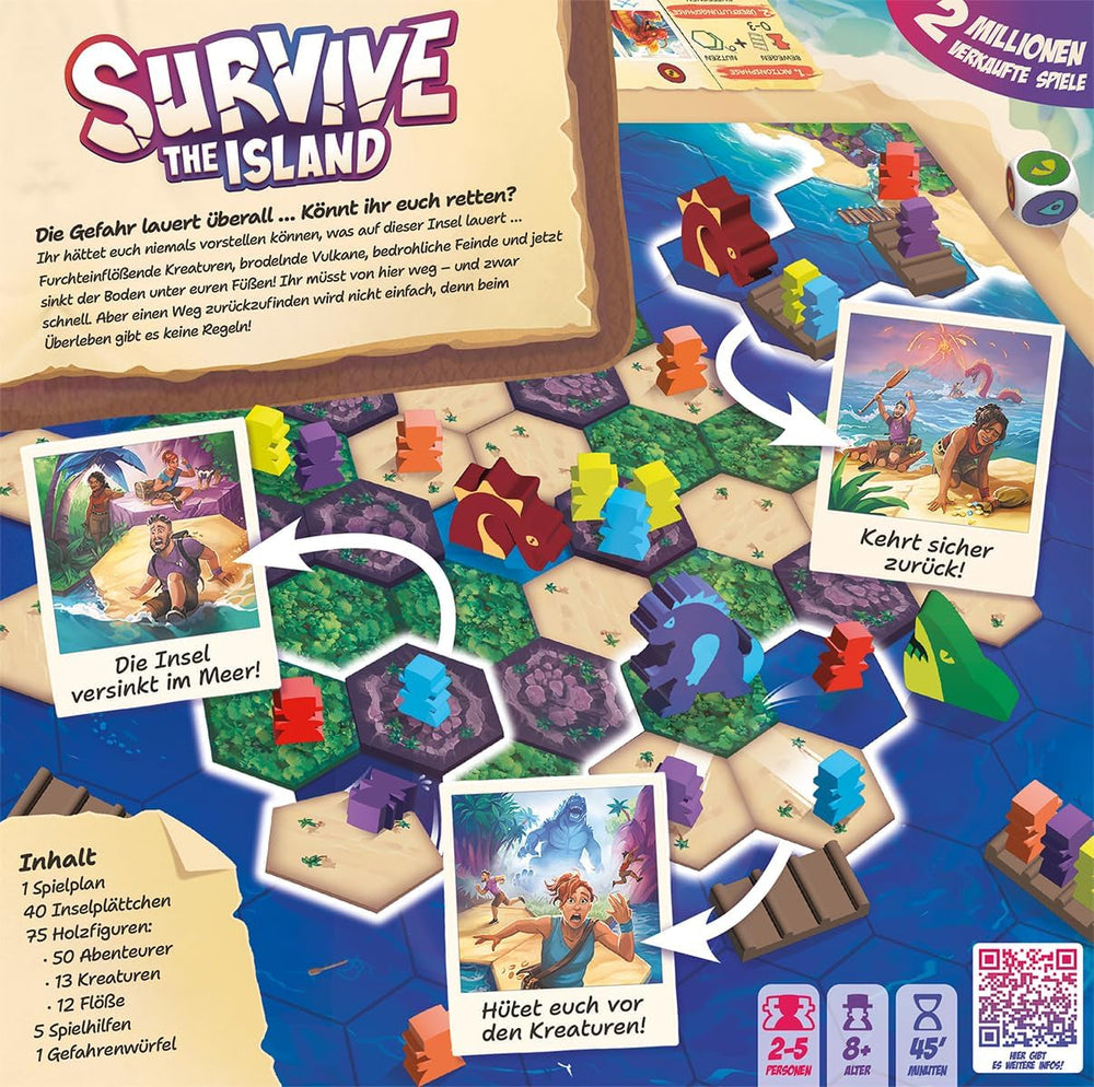 Zygomatic, Survive The Island, joc de familie, joc de societate, 2-5 jucători, vârste 8+, 45 de minute, germană