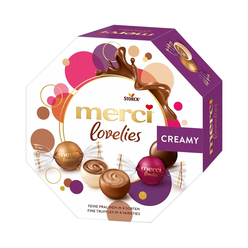 merci lovelies Classic – 1 x 185g – Caja de praliné con 5 especialidades de chocolate rellenas – Bolas de chocolate para compartir y regalar