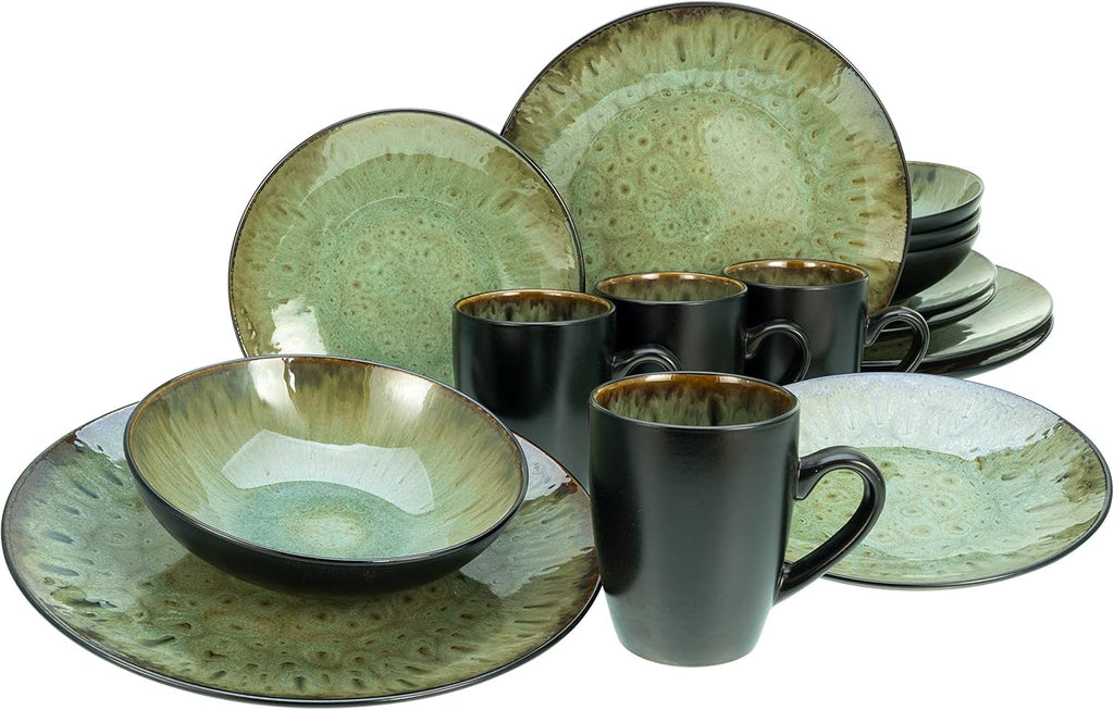 Creatable, 23630, Seria CAPRI - Smalt reactiv, Set de veselă 16 piese Seturi vesela masa Naty Shop Verde Serviciu combinat 16 buc.