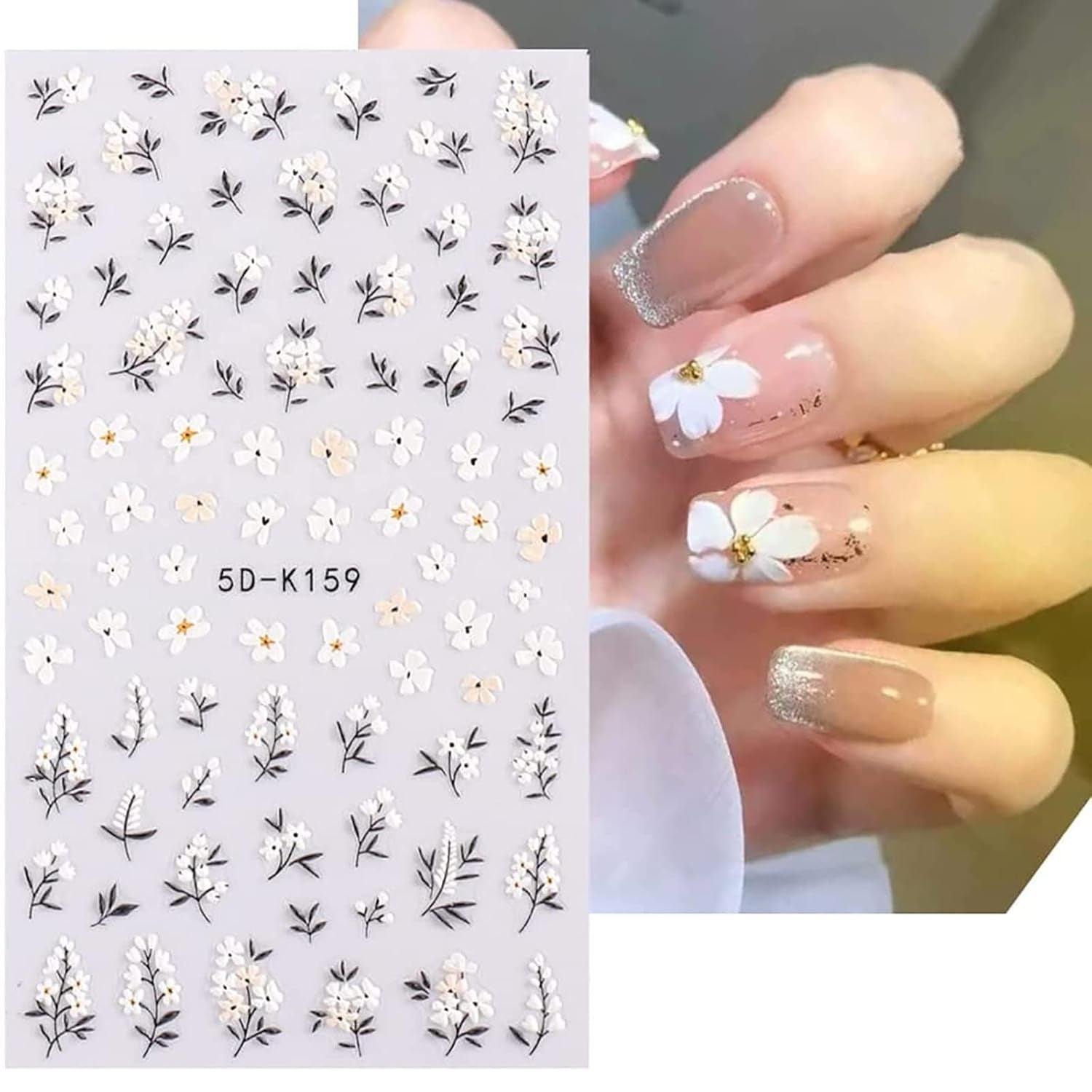 Nagelsticker Set Für Einzigartiges Nageldesign, 4 Blatt Frühlingsthemen Nail Art Zubehör, Perfekt Für 3D Gel Nägel Und UV Gel Strips